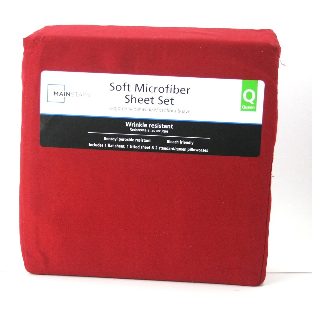 Mainstays Red Sedona Soft Microfiber Sheet Set Queen 4 Piece Wrinkle Resistant